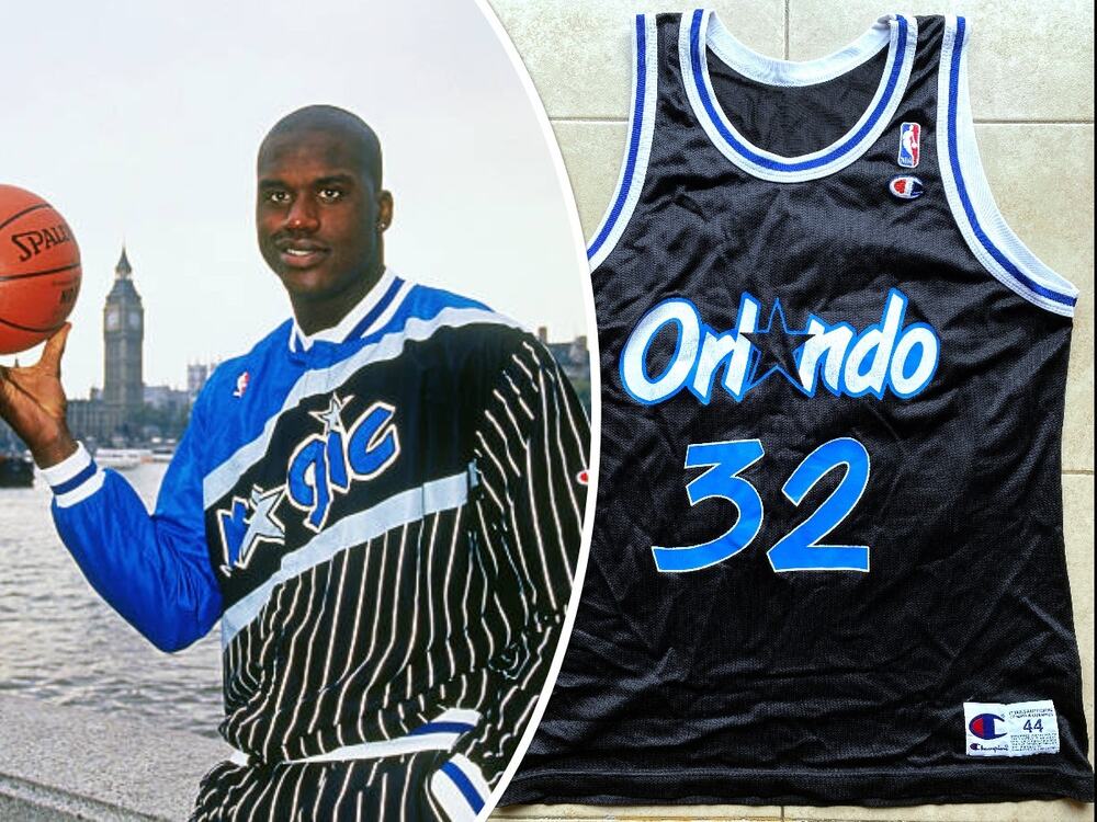 Shaquille O'NEAL #32 Orlando Magic 90s CHAMPION jersey 44 L black NBA vintage